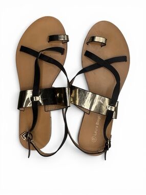 Laura Biagiotti Black and Gold Metallic Strappy Sandals